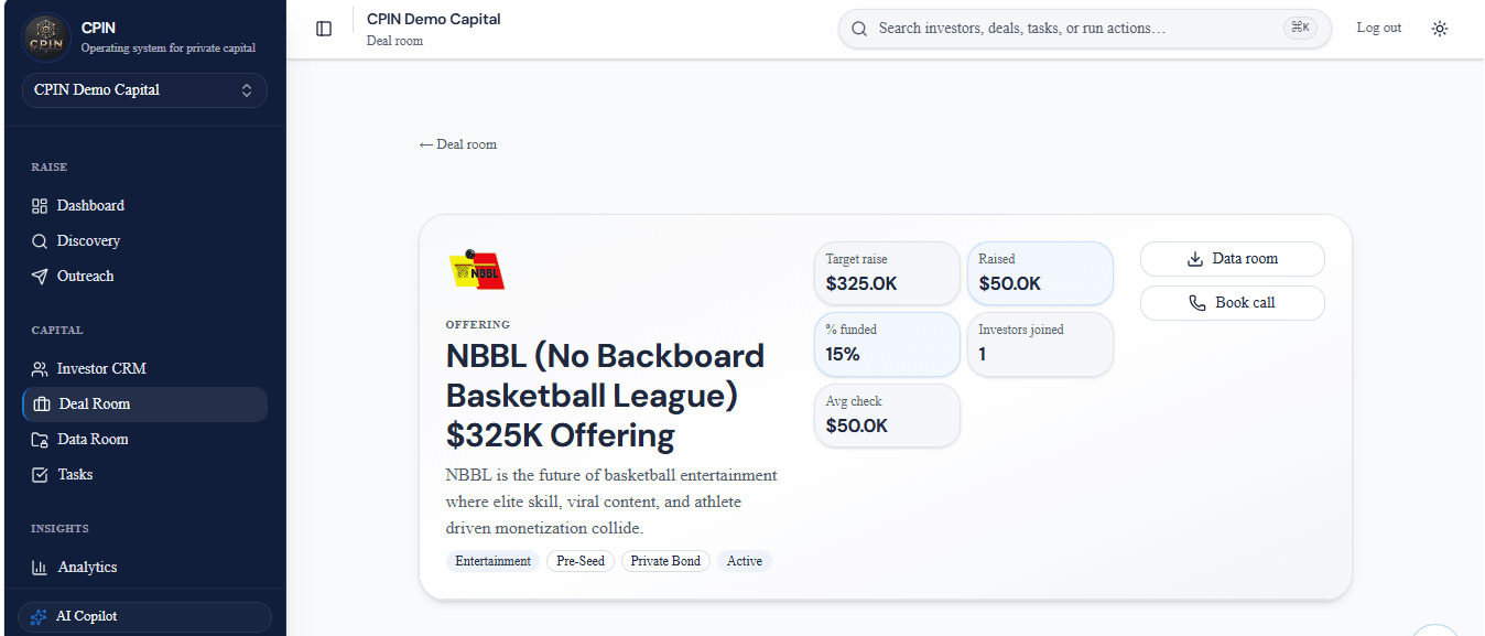 Live deal offering page in CPIN